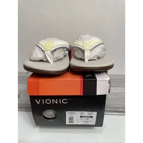 Vionic Tide ll White Orthaheel Flip Flop Sandals Women's Size 9 - Picture 1 of 7